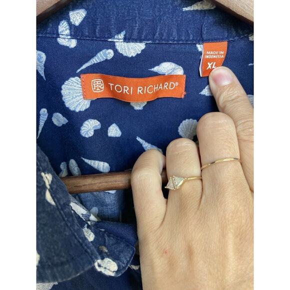 Tori Richard Mens Blue Seashell Button Shirt size XL Short Sleeve Beach Hawaii - Picture 3 of 5